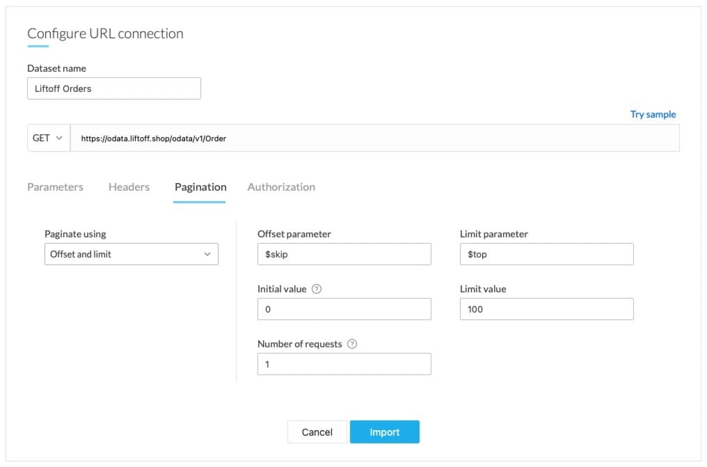 Pagination settings