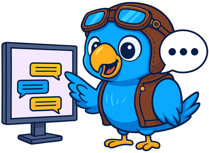 Cartoon bird with gift